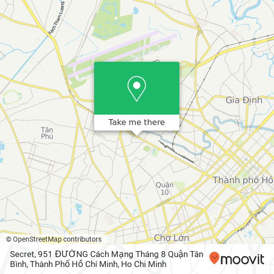 Secret, 951 ĐƯỜNG Cách Mạng Tháng 8 Quận Tân Bình, Thành Phố Hồ Chí Minh map