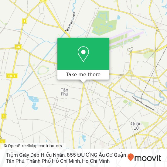 Tiệm Giày Dép Hiếu Nhân, 855 ĐƯỜNG Âu Cơ Quận Tân Phú, Thành Phố Hồ Chí Minh map