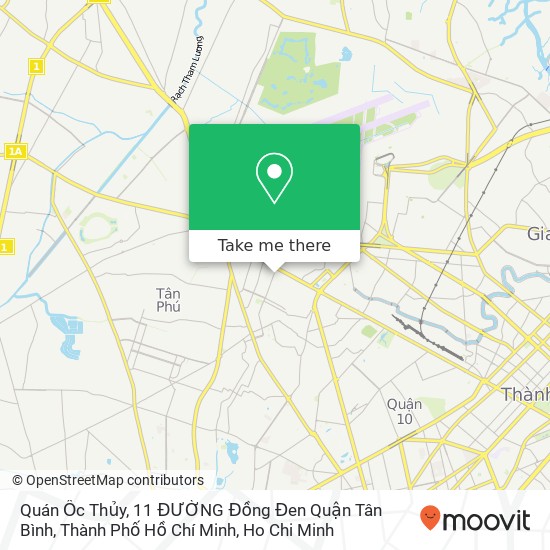 Quán Ốc Thủy, 11 ĐƯỜNG Đồng Đen Quận Tân Bình, Thành Phố Hồ Chí Minh map