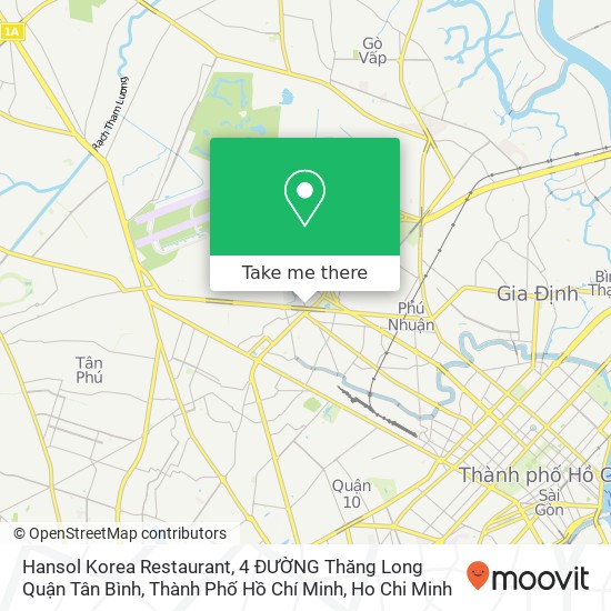 Hansol Korea Restaurant, 4 ĐƯỜNG Thăng Long Quận Tân Bình, Thành Phố Hồ Chí Minh map