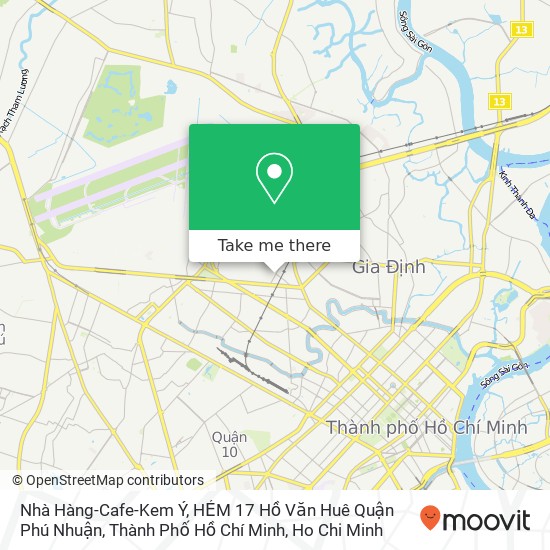Nhà Hàng-Cafe-Kem Ý, HẺM 17 Hồ Văn Huê Quận Phú Nhuận, Thành Phố Hồ Chí Minh map