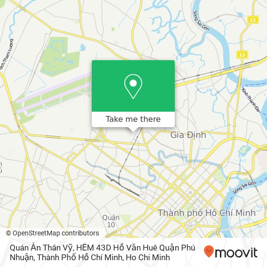 Quán Ăn Thân Vỹ, HẺM 43D Hồ Văn Huê Quận Phú Nhuận, Thành Phố Hồ Chí Minh map