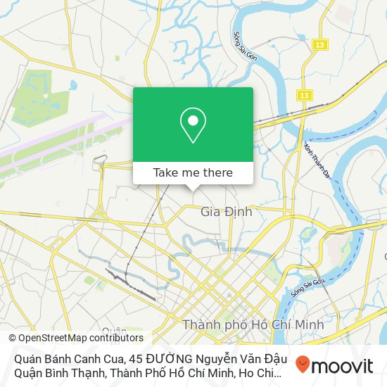 Quán Bánh Canh Cua, 45 ĐƯỜNG Nguyễn Văn Đậu Quận Bình Thạnh, Thành Phố Hồ Chí Minh map