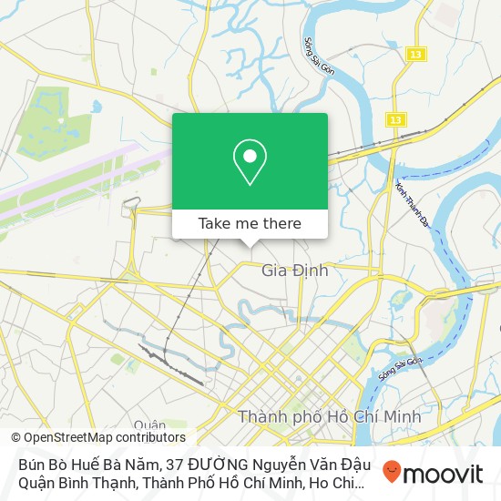 Bún Bò Huế Bà Năm, 37 ĐƯỜNG Nguyễn Văn Đậu Quận Bình Thạnh, Thành Phố Hồ Chí Minh map