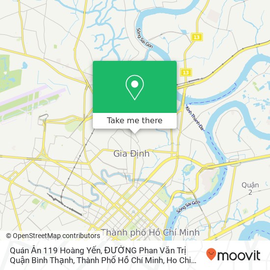 Quán Ăn 119 Hoàng Yến, ĐƯỜNG Phan Văn Trị Quận Bình Thạnh, Thành Phố Hồ Chí Minh map