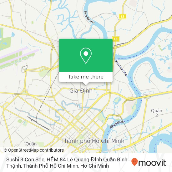 Sushi 3 Con Sóc, HẺM 84 Lê Quang Định Quận Bình Thạnh, Thành Phố Hồ Chí Minh map