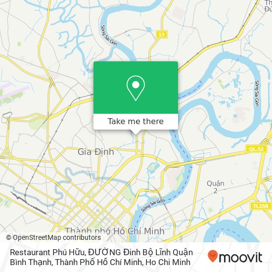 Restaurant Phú Hữu, ĐƯỜNG Đinh Bộ Lĩnh Quận Bình Thạnh, Thành Phố Hồ Chí Minh map