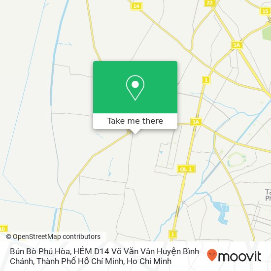 Bún Bò Phú Hòa, HẺM D14 Võ Văn Vân Huyện Bình Chánh, Thành Phố Hồ Chí Minh map