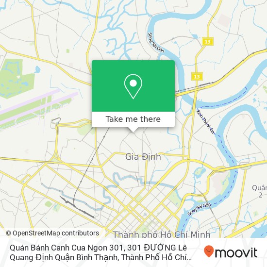 Quán Bánh Canh Cua Ngon 301, 301 ĐƯỜNG Lê Quang Định Quận Bình Thạnh, Thành Phố Hồ Chí Minh map