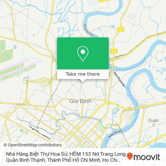 Nhà Hàng Biệt Thự Hoa Sứ, HẺM 153 Nơ Trang Long Quận Bình Thạnh, Thành Phố Hồ Chí Minh map