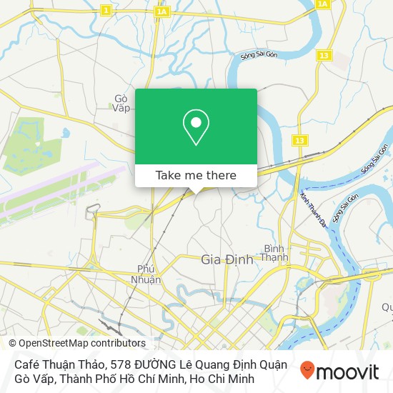 Café Thuận Thảo, 578 ĐƯỜNG Lê Quang Định Quận Gò Vấp, Thành Phố Hồ Chí Minh map