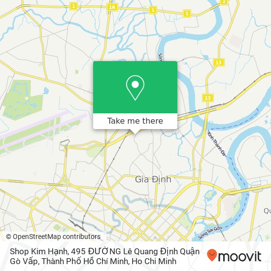 Shop Kim Hạnh, 495 ĐƯỜNG Lê Quang Định Quận Gò Vấp, Thành Phố Hồ Chí Minh map