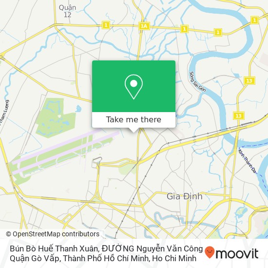 Bún Bò Huế Thanh Xuân, ĐƯỜNG Nguyễn Văn Công Quận Gò Vấp, Thành Phố Hồ Chí Minh map