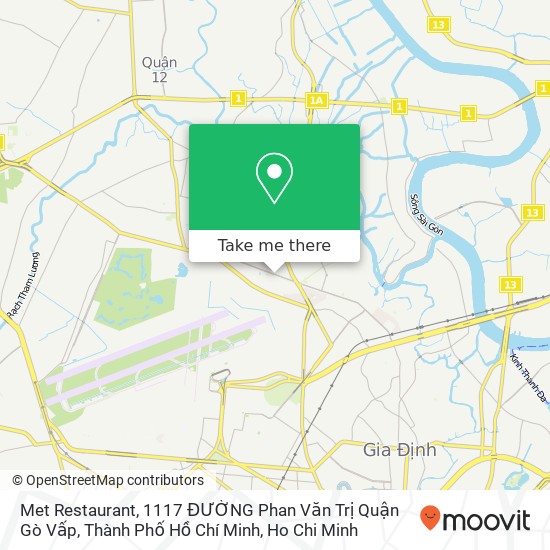 Met Restaurant, 1117 ĐƯỜNG Phan Văn Trị Quận Gò Vấp, Thành Phố Hồ Chí Minh map