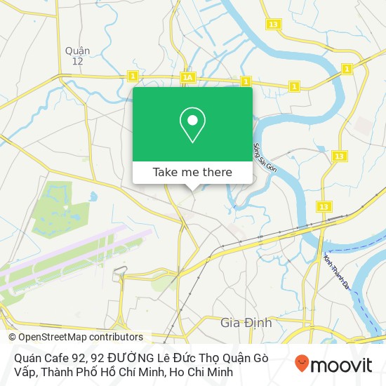 Quán Cafe 92, 92 ĐƯỜNG Lê Đức Thọ Quận Gò Vấp, Thành Phố Hồ Chí Minh map