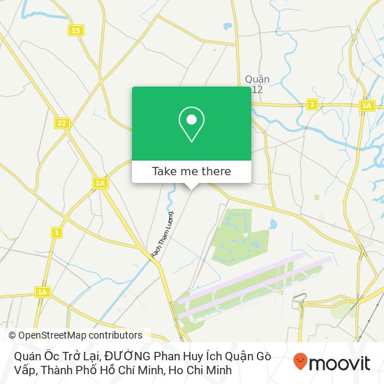 Quán Ốc Trở Lại, ĐƯỜNG Phan Huy Ích Quận Gò Vấp, Thành Phố Hồ Chí Minh map
