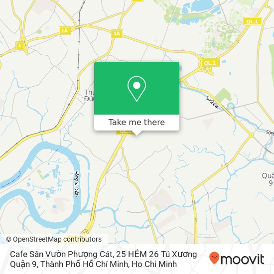 Cafe Sân Vườn Phượng Cát, 25 HẺM 26 Tú Xương Quận 9, Thành Phố Hồ Chí Minh map