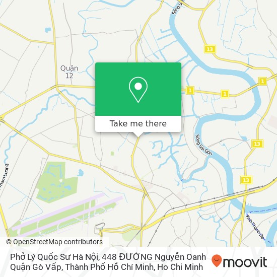 Phở Lý Quốc Sư Hà Nội, 448 ĐƯỜNG Nguyễn Oanh Quận Gò Vấp, Thành Phố Hồ Chí Minh map