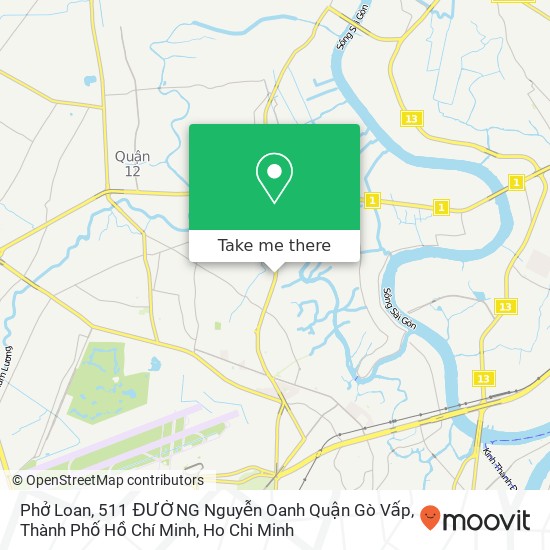 Phở Loan, 511 ĐƯỜNG Nguyễn Oanh Quận Gò Vấp, Thành Phố Hồ Chí Minh map