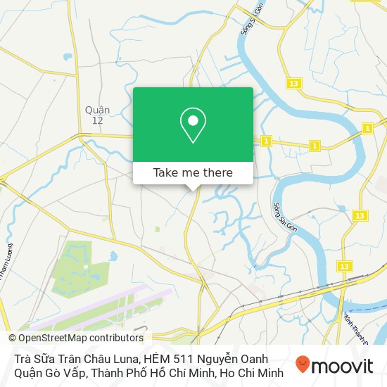 Trà Sữa Trân Châu Luna, HẺM 511 Nguyễn Oanh Quận Gò Vấp, Thành Phố Hồ Chí Minh map