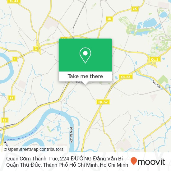 Quán Cơm Thanh Trúc, 224 ĐƯỜNG Đặng Văn Bi Quận Thủ Đức, Thành Phố Hồ Chí Minh map