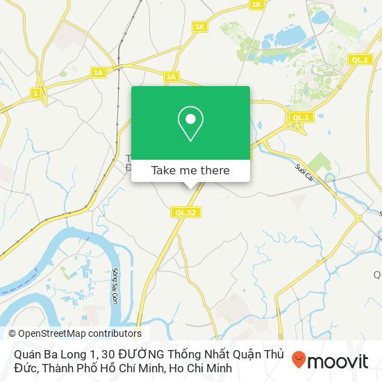 Quán Ba Long 1, 30 ĐƯỜNG Thống Nhất Quận Thủ Đức, Thành Phố Hồ Chí Minh map