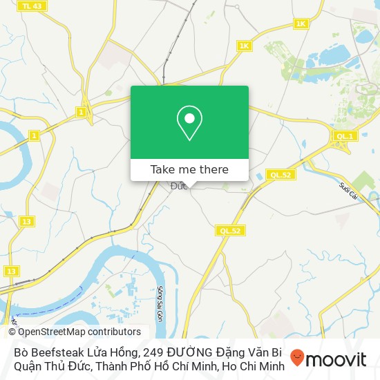 Bò Beefsteak Lửa Hồng, 249 ĐƯỜNG Đặng Văn Bi Quận Thủ Đức, Thành Phố Hồ Chí Minh map