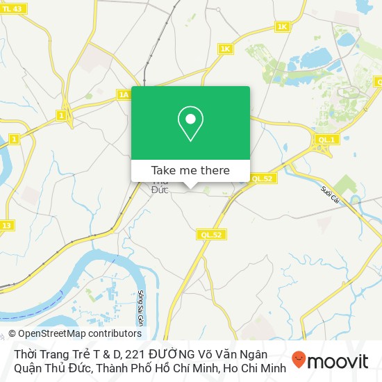 Thời Trang Trẻ T & D, 221 ĐƯỜNG Võ Văn Ngân Quận Thủ Đức, Thành Phố Hồ Chí Minh map