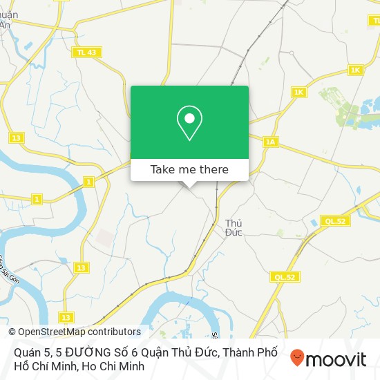 Quán 5, 5 ĐƯỜNG Số 6 Quận Thủ Đức, Thành Phố Hồ Chí Minh map