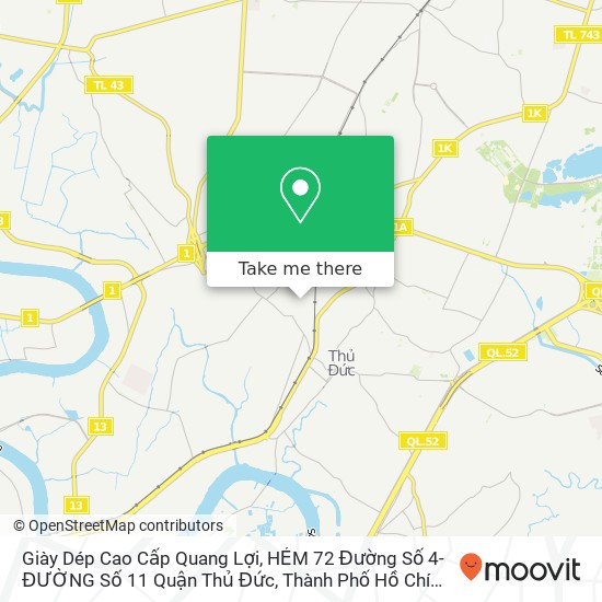 Giày Dép Cao Cấp Quang Lợi, HẺM 72 Đường Số 4-ĐƯỜNG Số 11 Quận Thủ Đức, Thành Phố Hồ Chí Minh map