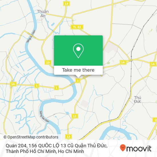 Quán 204, 156 QUỐC LỘ 13 Cũ Quận Thủ Đức, Thành Phố Hồ Chí Minh map