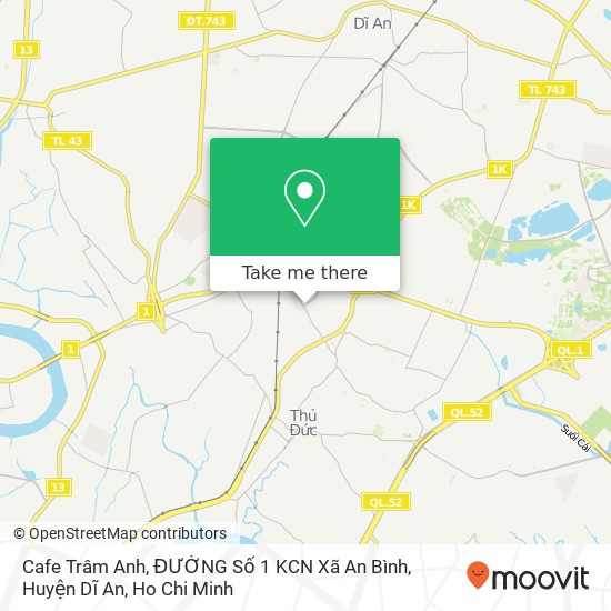Cafe Trâm Anh, ĐƯỜNG Số 1 KCN Xã An Bình, Huyện Dĩ An map