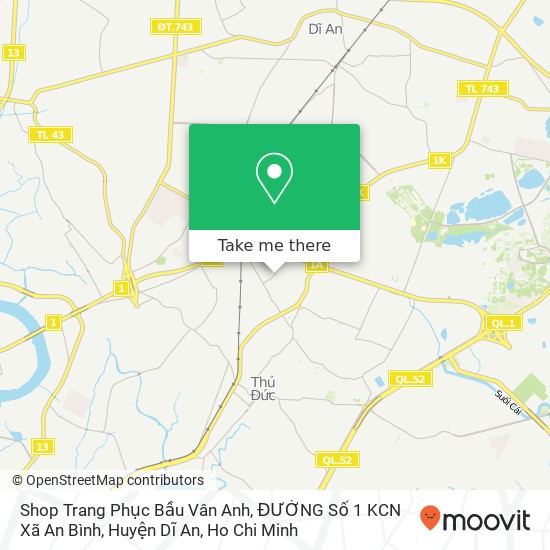 Shop Trang Phục Bầu Vân Anh, ĐƯỜNG Số 1 KCN Xã An Bình, Huyện Dĩ An map