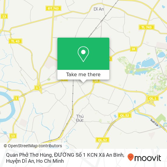 Quán Phở Thơ Hùng, ĐƯỜNG Số 1 KCN Xã An Bình, Huyện Dĩ An map
