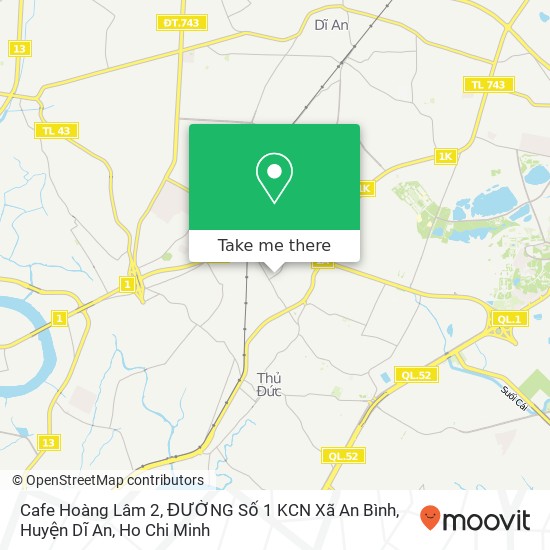 Cafe Hoàng Lâm 2, ĐƯỜNG Số 1 KCN Xã An Bình, Huyện Dĩ An map