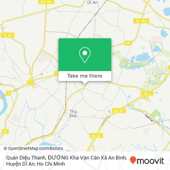 Quán Diệu Thanh, ĐƯỜNG Kha Vạn Cân Xã An Bình, Huyện Dĩ An map