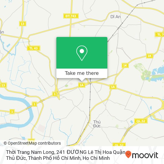 Thời Trang Nam Long, 241 ĐƯỜNG Lê Thị Hoa Quận Thủ Đức, Thành Phố Hồ Chí Minh map