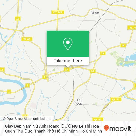 Giày Dép Nam Nữ Ánh Hoàng, ĐƯỜNG Lê Thị Hoa Quận Thủ Đức, Thành Phố Hồ Chí Minh map