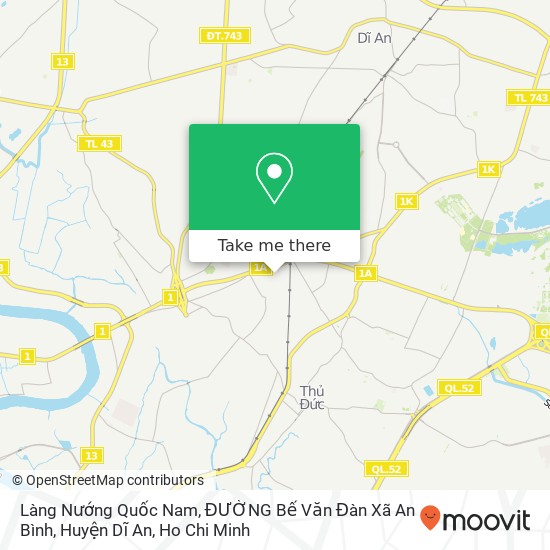 Làng Nướng Quốc Nam, ĐƯỜNG Bế Văn Đàn Xã An Bình, Huyện Dĩ An map