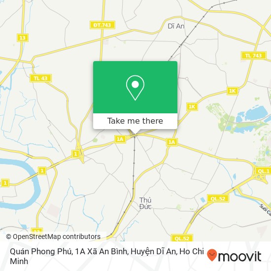 Quán Phong Phú, 1A Xã An Bình, Huyện Dĩ An map