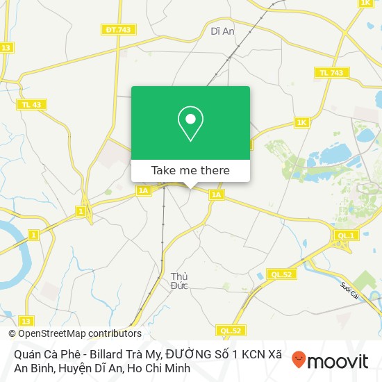 Quán Cà Phê - Billard Trà My, ĐƯỜNG Số 1 KCN Xã An Bình, Huyện Dĩ An map