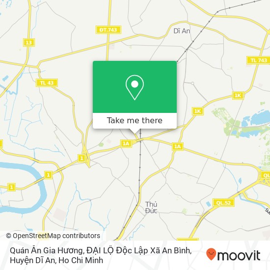 Quán Ăn Gia Hương, ĐẠI LỘ Độc Lập Xã An Bình, Huyện Dĩ An map