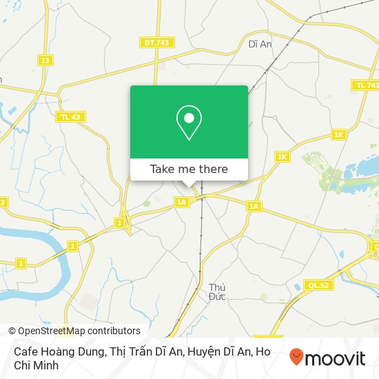 Cafe Hoàng Dung, Thị Trấn Dĩ An, Huyện Dĩ An map