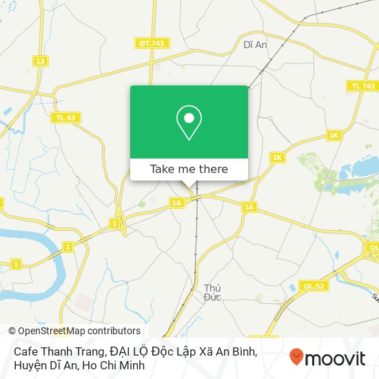 Cafe Thanh Trang, ĐẠI LỘ Độc Lập Xã An Bình, Huyện Dĩ An map