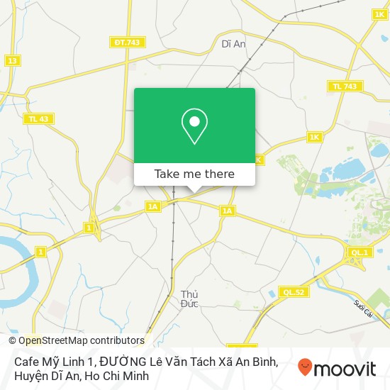 Cafe Mỹ Linh 1, ĐƯỜNG Lê Văn Tách Xã An Bình, Huyện Dĩ An map