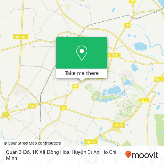 Quán 3 Đô, 1K Xã Đông Hòa, Huyện Dĩ An map