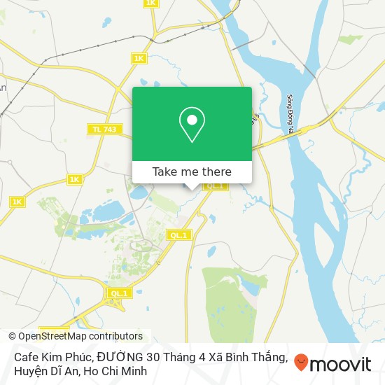 Cafe Kim Phúc, ĐƯỜNG 30 Tháng 4 Xã Bình Thắng, Huyện Dĩ An map