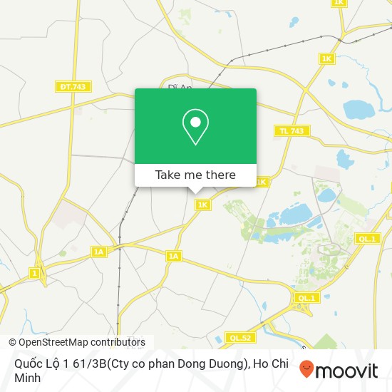 Quốc Lộ 1 61 / 3B(Cty co phan Dong Duong) map