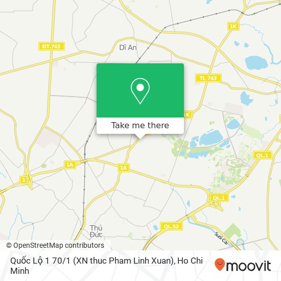 Quốc Lộ 1 70 / 1 (XN thuc Pham Linh Xuan) map