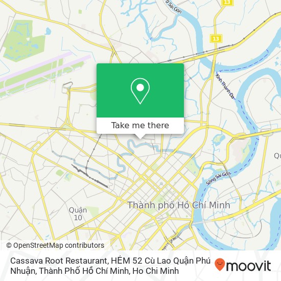 Cassava Root Restaurant, HẺM 52 Cù Lao Quận Phú Nhuận, Thành Phố Hồ Chí Minh map